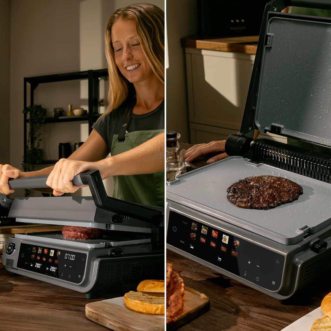 Cecotec Rock'nGrill 2000 Smash PerfectCook Elektrogrill mit Grill, 2000W, Temp-Sonde, Smash Burger,