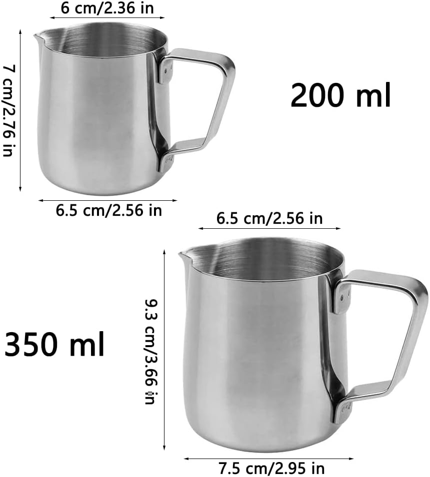 2 Stücke Milchkännchen, Milch Pitcher, Milchkännchen Edelstahl, Edelstahl Milch Aufschäumen Tasse, M
