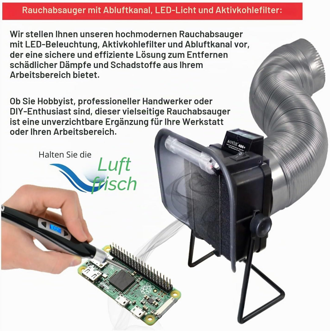 Aoyue 486+ Absaug und Lötrauchabsorberventilator mit Abluftschlauch und Licht AOYUE-486-P, AOYUE-486