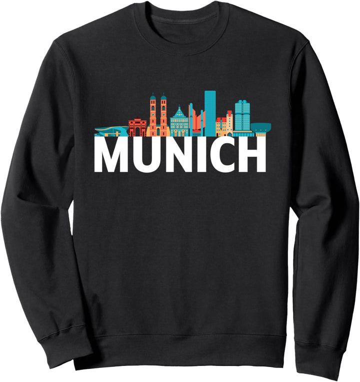 München Deutschland City Skyline Silhouette Umrissskizze Sweatshirt