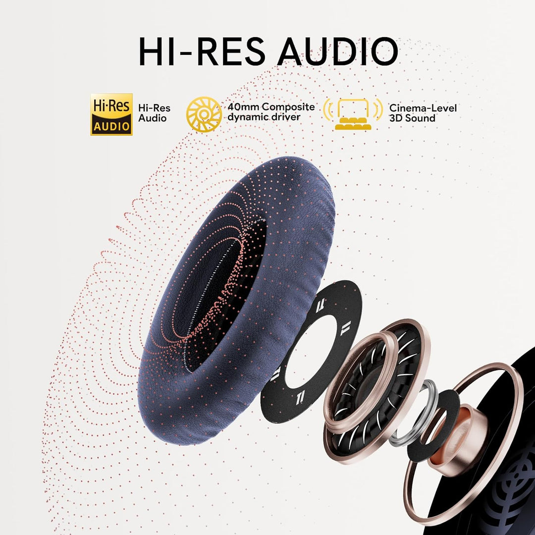 QCY H3 ANC Bluetooth Kopfhörer Over Ear,Hybrid Active Noise Cancelling Kopfhörer,Hi-Res Sound,60H Ak