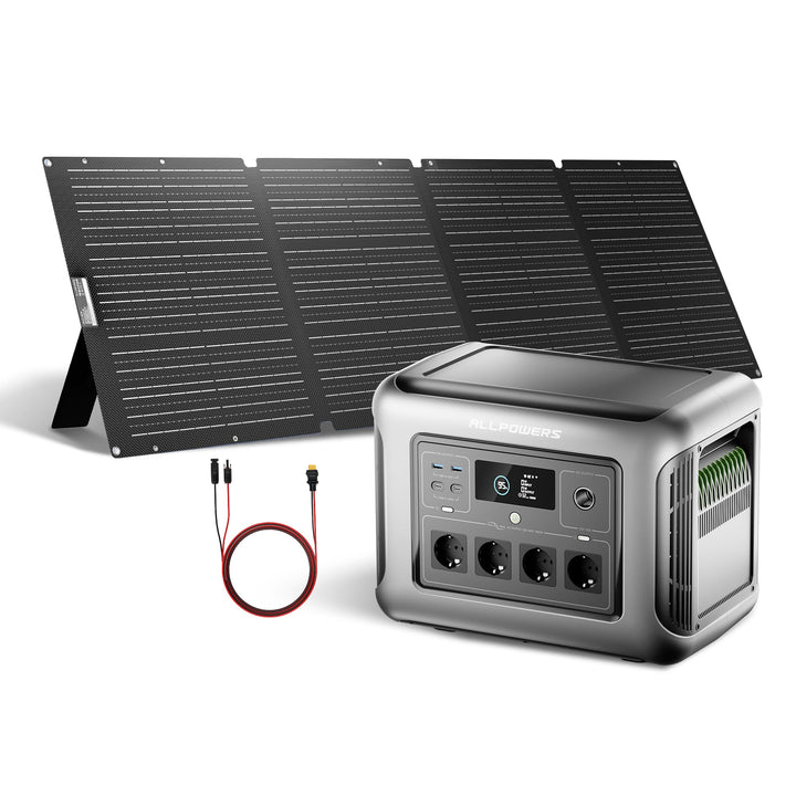 ALLPOWERS R1500 LITE Tragbare Powerstation mit 200W Solarpanel, 1056Wh LFP Batterie Backup mit 4 160