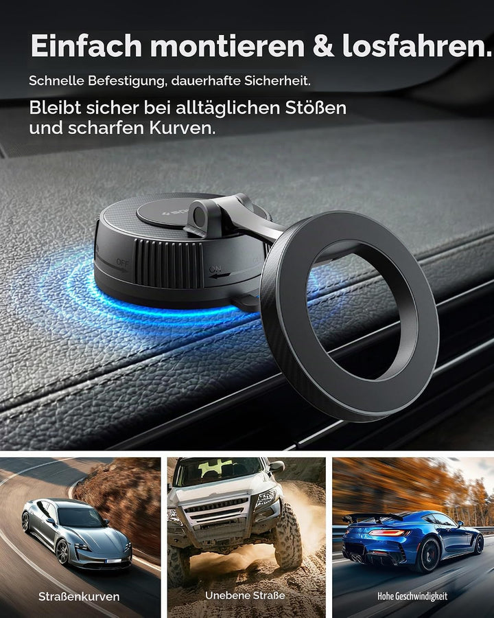 Spigen VacuumLock Magnetische MagSafe Handyhalterung Auto, 3 Fach Verstellbar, 360° Drehbar, Starke