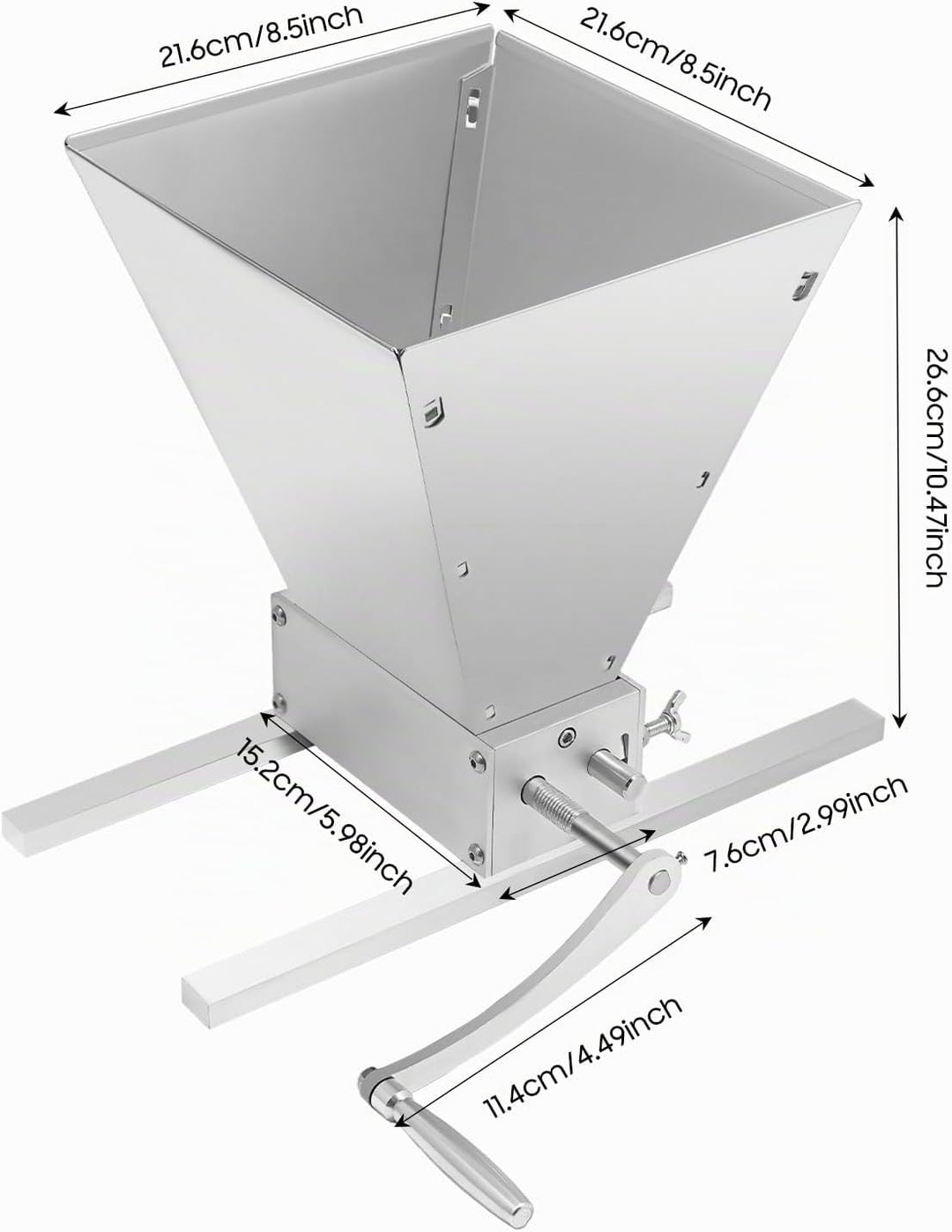 4L Manuelle Getreidemühle, Getreidequetsche, Malzmühle, Futtermühle, Edelstahl Verstellbare Grainmüh