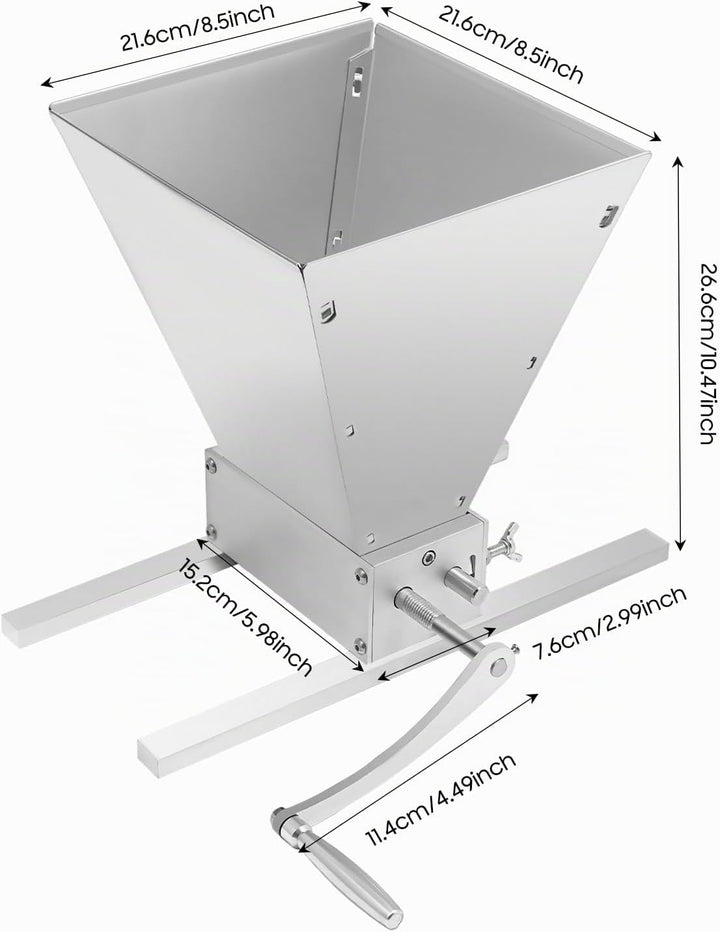 4L Manuelle Getreidemühle, Getreidequetsche, Malzmühle, Futtermühle, Edelstahl Verstellbare Grainmüh