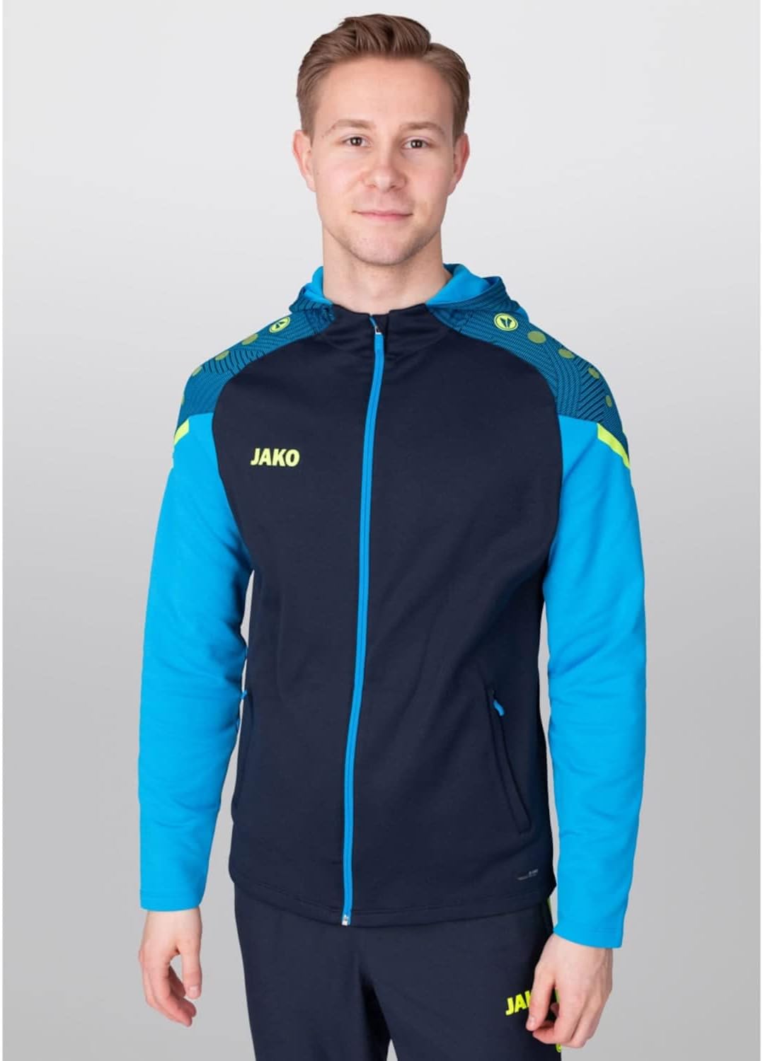 JAKO Herren Kapuzenjacke Performance, neonorange/weiss/marine, M, 6897, S Marine/Jako-blau