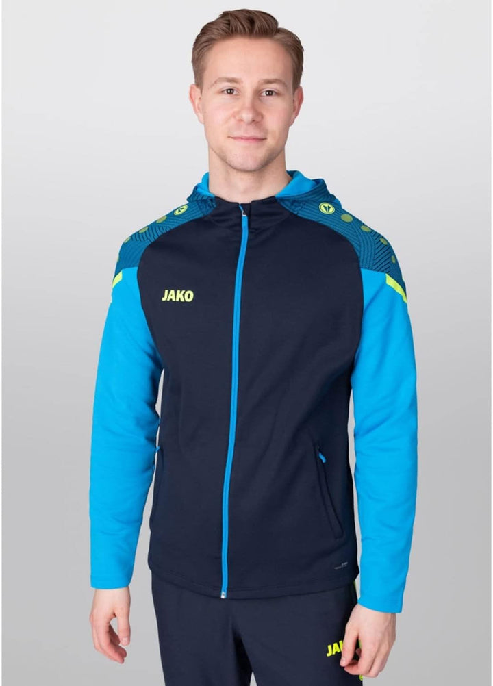 JAKO Herren Kapuzenjacke Performance, neonorange/weiss/marine, M, 6897, S Marine/Jako-blau