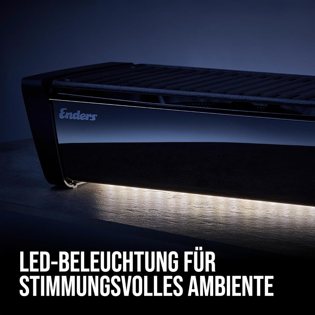 Enders Aurora Mirror raucharmer Tischgrill, mit Guss-Rost, Holzkohle-Grill, kleiner Grill, Balkon-Gr