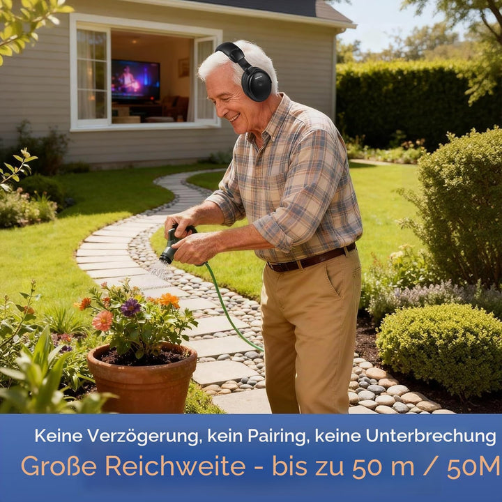 SIMOLIO Digital Funkkopfhörer für Fernseher Kabellos für Senioren, 2.4GHz Kabellose TV Kopfhörer mit