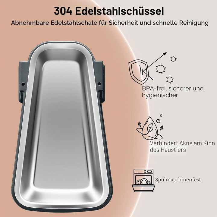 Hipidog Automatisches Futter- und Wasserspender-Set für Hunde und Katzen, mit Edelstahlnäpfen, Schwe