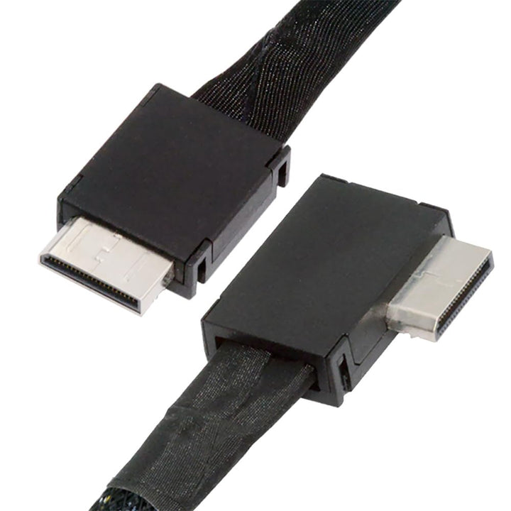 NFHK OcuLink PCIe 4.0 PCI-Express SFF-8611 4i auf SFF-8611 Datenkabel für eGPU SSD, links gewinkelt,