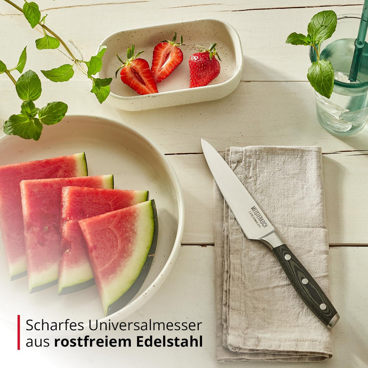 MEISTERKOCH Universalmesser Messer Küchenmesser | 12,5 cm Klinge aus rostfreiem deutschen Edelstahl