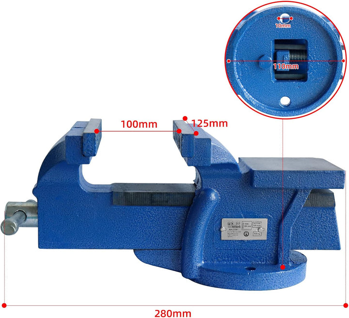 CCLIFE Feststehend Schraubstock 100/125/150 mm für Werkbank Werkbankschraubstock Parallelschraubstoc