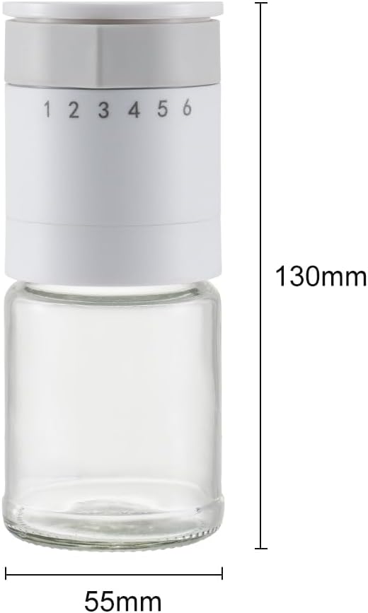 Salz und Pfeffermühlen Set 2 teilig Manuelle Gewürzmühlen Glas Keramikmahlwerk 100 ml Einstellbarer