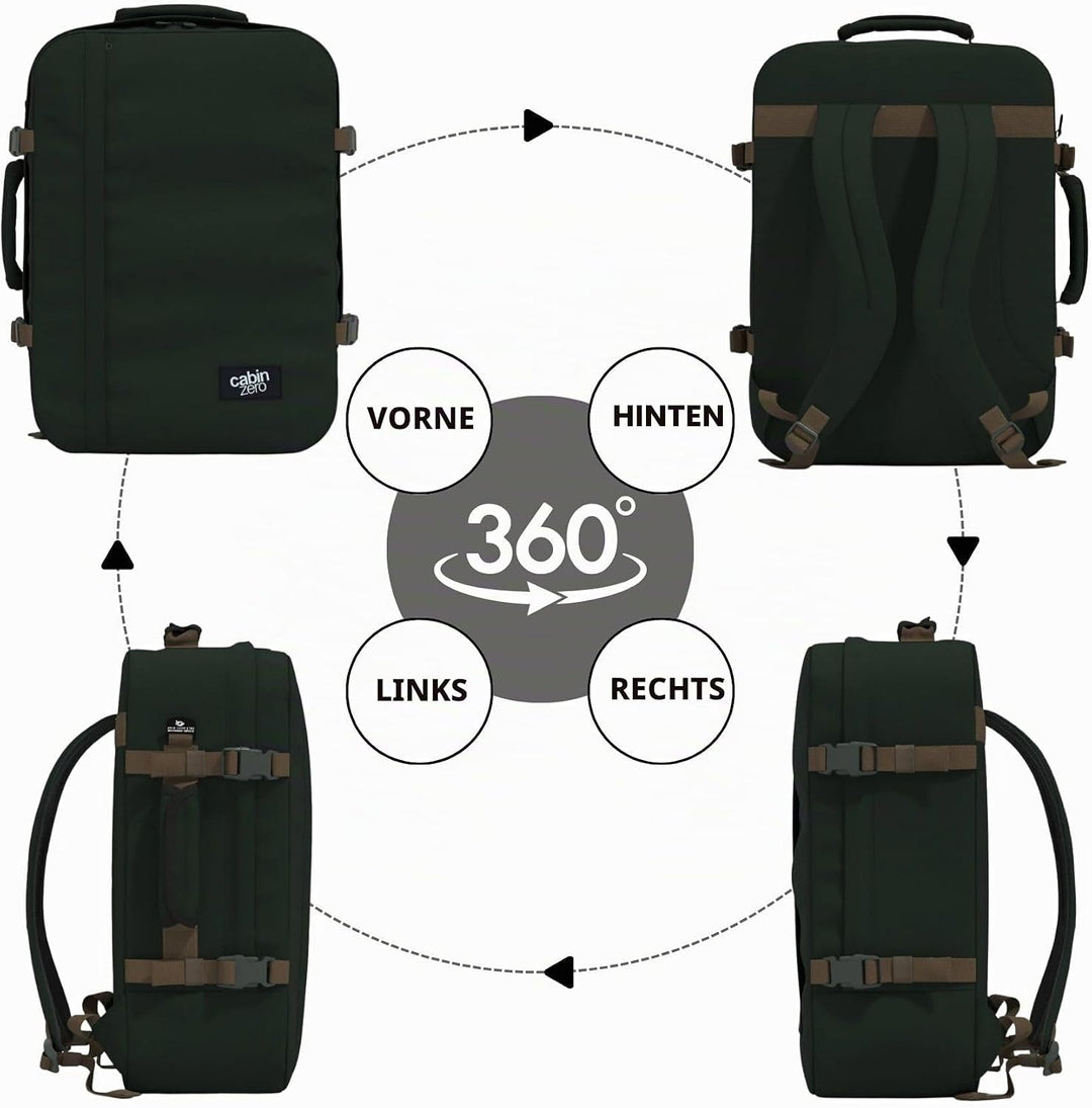 Cabin Zero Zaino Cabina 55 cm Con Spallacci Classic 44L CZ061801-Black Sand, Blau, Grösse Kabine, Ze