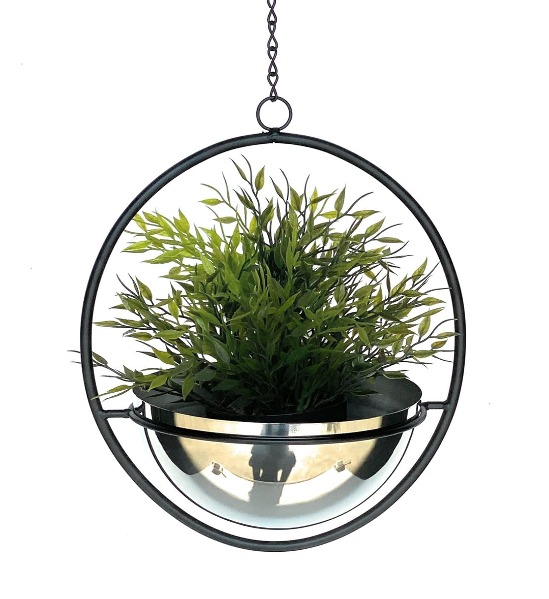 DanDiBo Blumenampel Innen Metall Wand Hängepflanzen 53 cm 96087 M mit Topf Silber Pflanzenhänger Blu