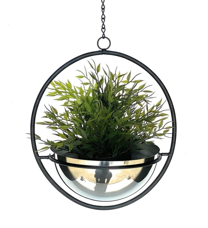 DanDiBo Blumenampel Innen Metall Wand Hängepflanzen 53 cm 96087 M mit Topf Silber Pflanzenhänger Blu