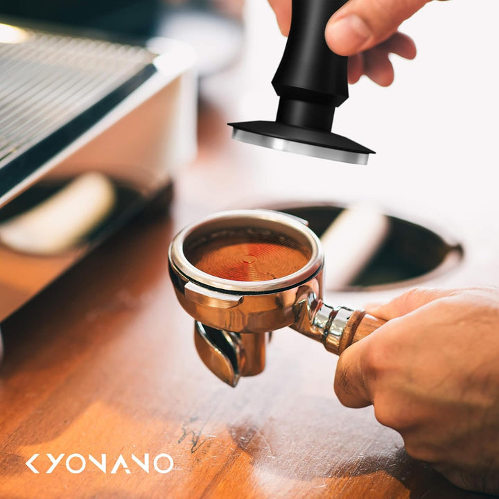 KYONANO Kaffee Tamper 58,5mm - Espresso Tamper mit 30lbs Anpressdruck kalibiriert - Aluminiumgriff &