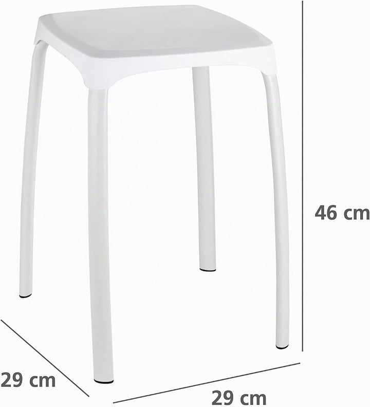 WENKO Badhocker Losani, Sitzhocker Weiss 46 x 29 x 29 cm, Weiß 46 x 29 x 29 cm