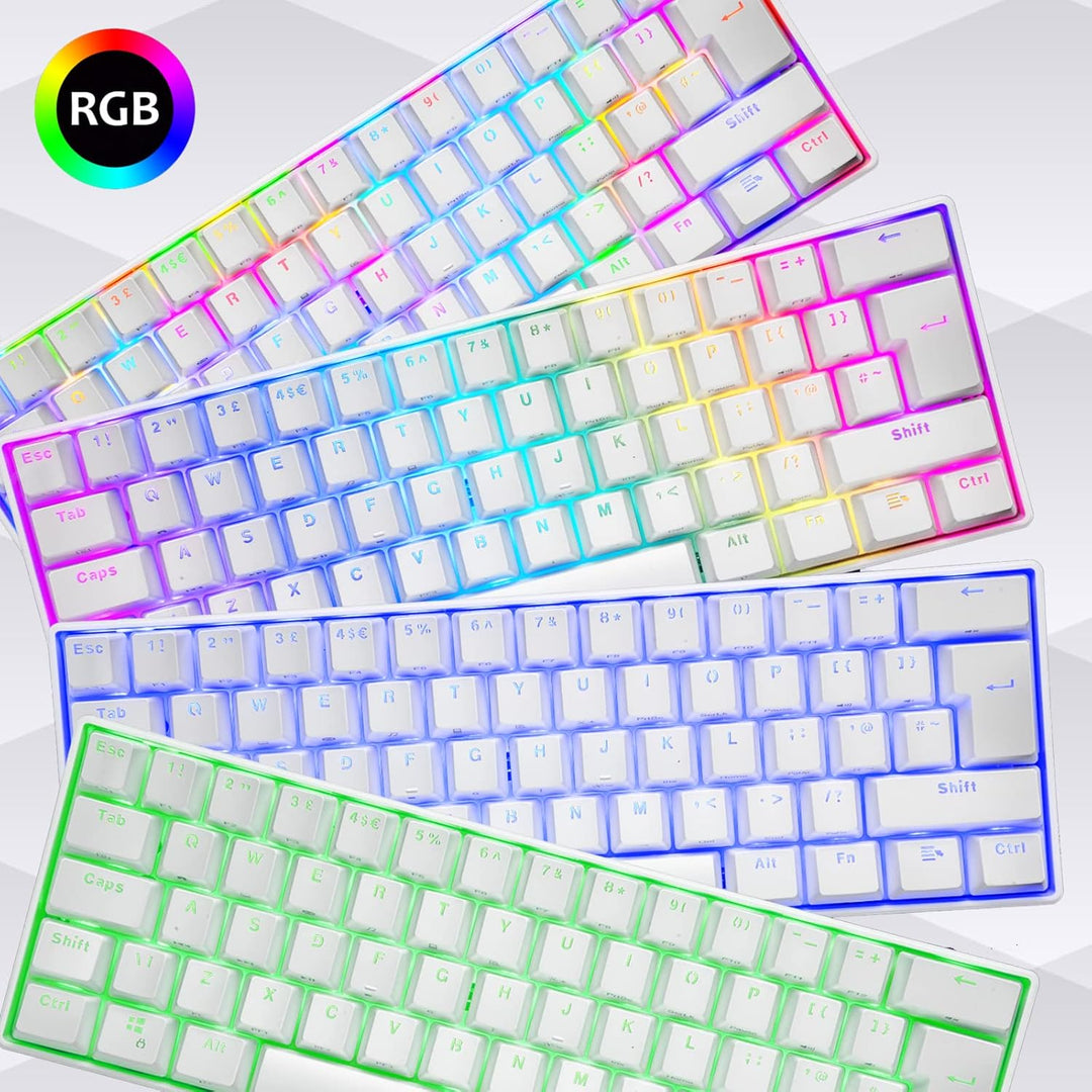 MK21 Gaming Set: 60% Mechanische Tastatur (RGB, 62 Tasten, UK Layout) und Ultraleichte Maus (6400 DP
