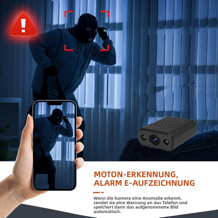 Mini Kamera, 4K HD WLAN Überwachungskamera mit Nachtsicht, Bewegungserkennung, Remote Viewing für Si