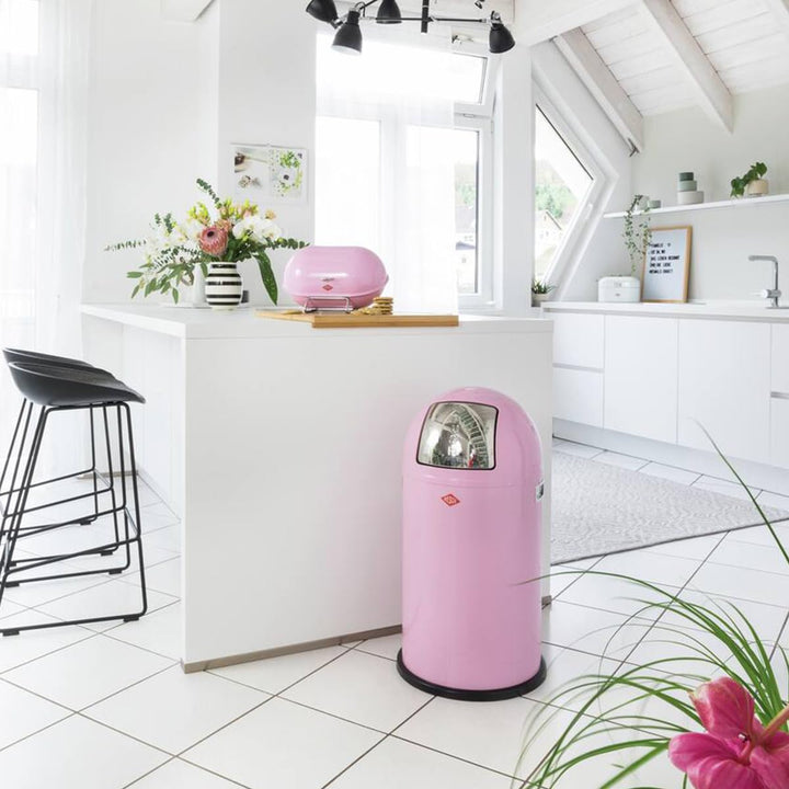 Wesco Pushboy Mülleimer in der Farbe pink, pulverbeschichtetes Stahlblech, 50 Liter Volumen, grosse