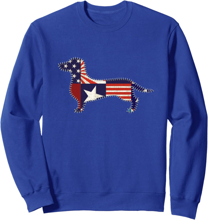 4th of July Dachshund Dog Lovers Patchwork Women Men Owners Sweatshirt