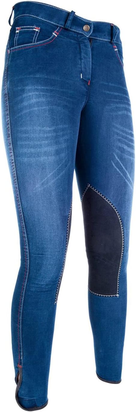 HKM Herren Reithose Summer Denim Alos Kniebesatz 80 Jeansblau/Dunkelblau, 80 Jeansblau/Dunkelblau