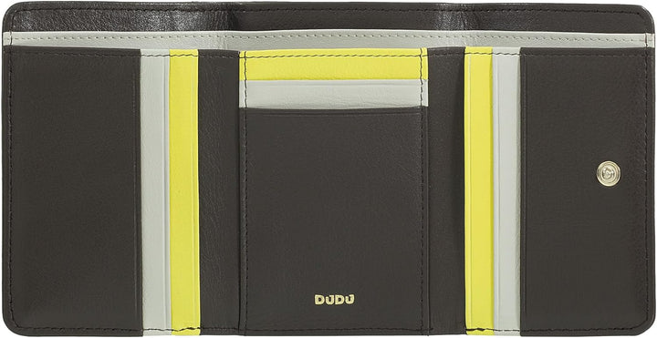 DUDU Kleine mehrfarbige RFID Dambenbrieftasche in Leder Colorful Coffee Brown, Coffee Brown