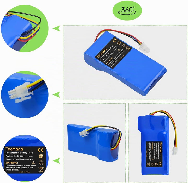 18V 5500mAh Ersatzakku für Husqvarna Automower 320, 330X, 420, 430, 430X, 440, 450X, 520, 550 Rasenr