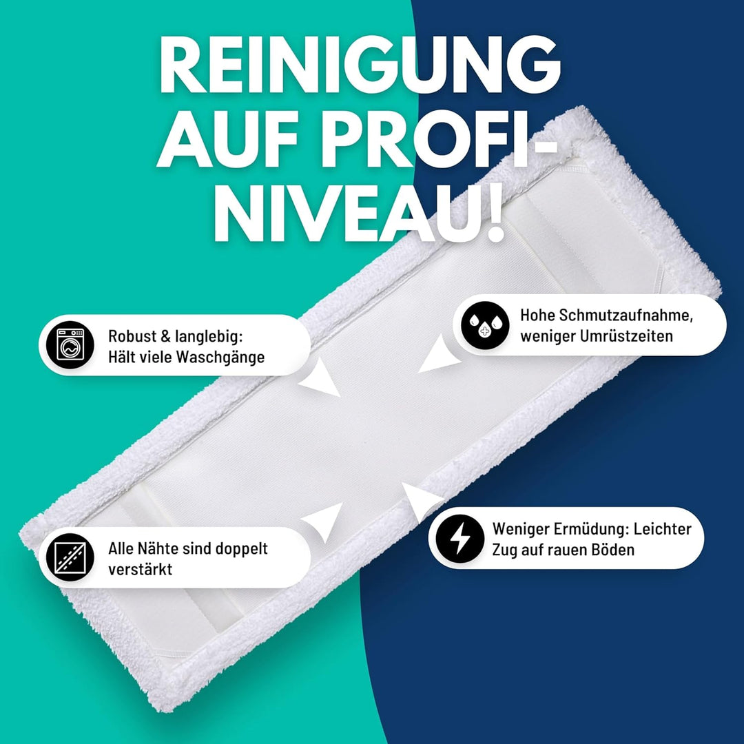 Sonty 5 Stück Mopp, Wischmop Professional, Microfaser 50cm weiss (5)