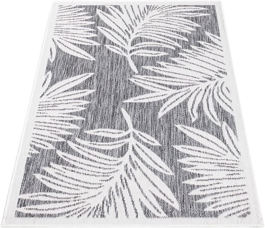 carpet city Outdoor-Teppich Wetterfest Balkon Terrassen - Grau in 80x150 cm - Deko Teppiche Aussen W