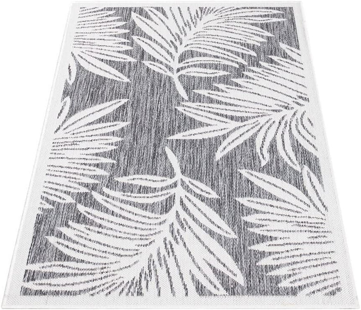 carpet city Outdoor-Teppich Wetterfest Balkon Terrassen - Grau in 80x150 cm - Deko Teppiche Aussen W