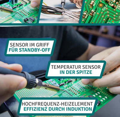 QUICK 3202 Digital Regelbare ESD Lötstation 90 Watt inkl. Lötkolben mit 1 mm Lötspitze und Zubehör -