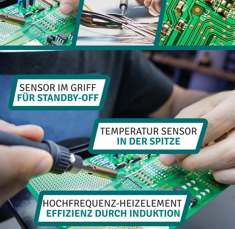 QUICK 3202 Digital Regelbare ESD Lötstation 90 Watt inkl. Lötkolben mit 1 mm Lötspitze und Zubehör -