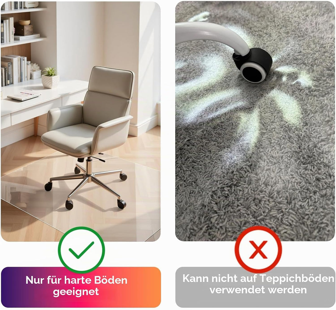Kuyal Clear Stuhlmatte für Harte Böden76x120cm transparente Fussmatten Holz- / Fliesenschutzmatte fü