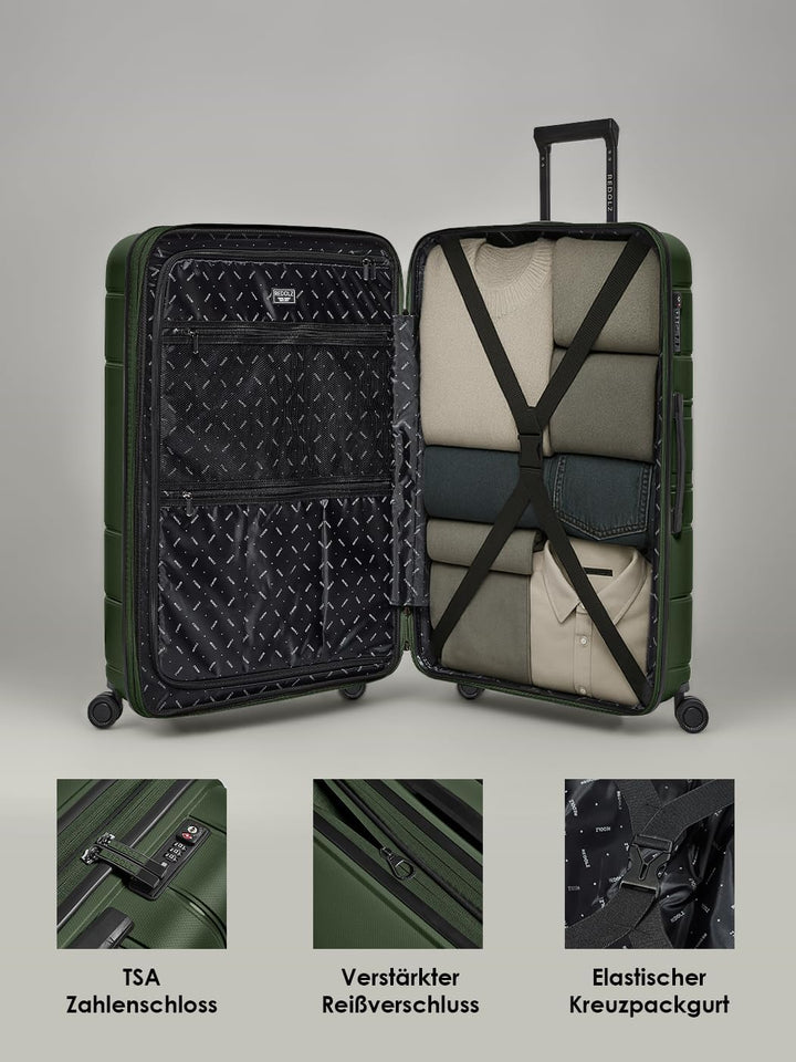 REDOLZ Hartschalen Check-in Koffer | Grosser XL Trolley 51 x 32 x 76 cm mit Dehnfalte aus hochwertig