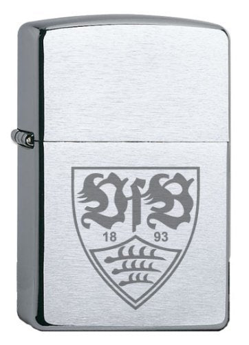 Zippo VfB Stuttgart-Offizielles Lizenz Chrome Brushed Feuerzeug, schwarz, 5.8 x 3.8 x 1.8 cm
