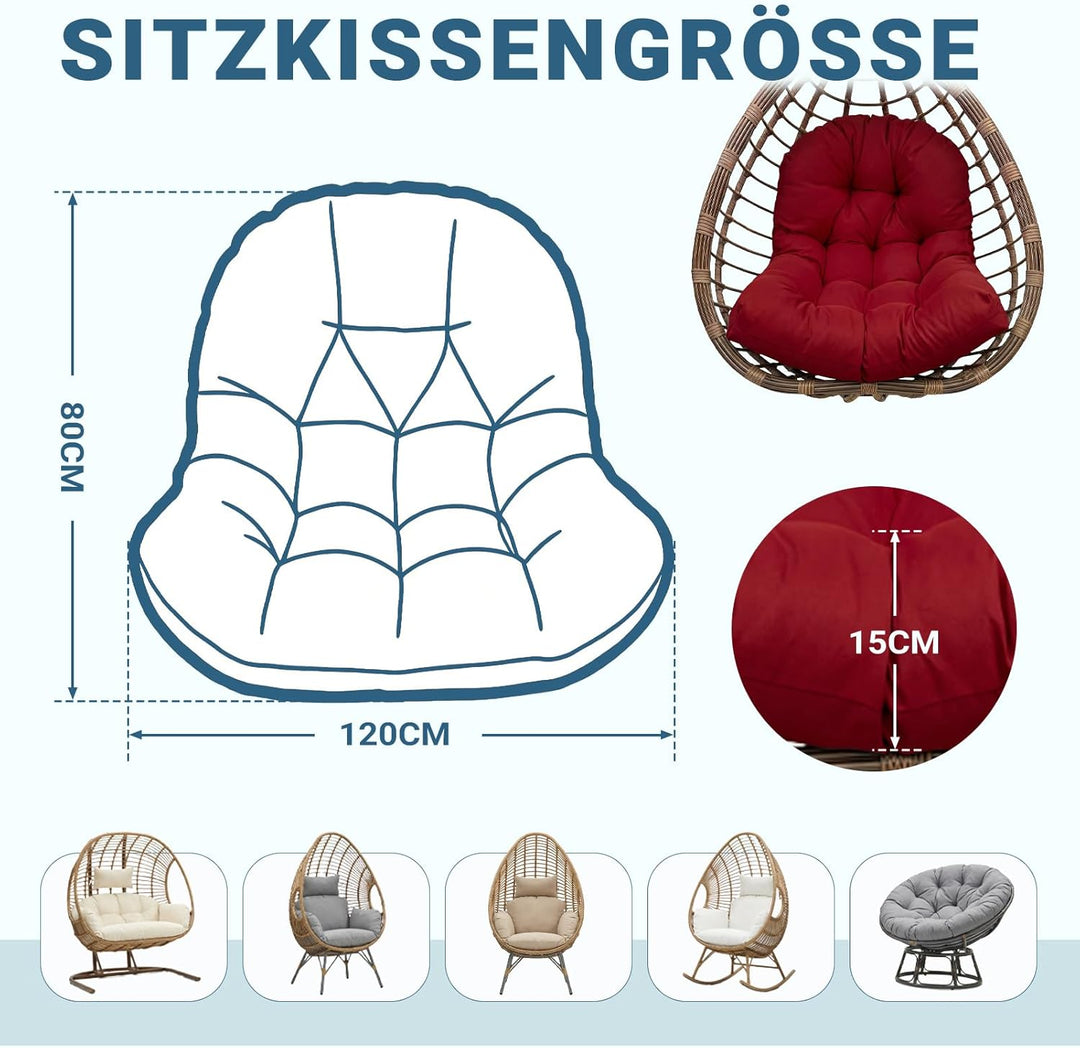 Hängesessel Kissen Ersatzkissen Outdoor: Thick Soft Polyester Sitzkissen 80x120 cm Egg Swing Cushion