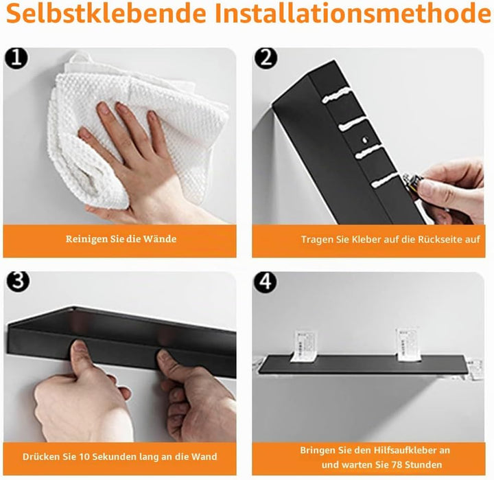 30CM Duschablage Ohne Bohren SUS304 Edelstahl Badablage Chrom Selbstklebende für Badezimmer Schlafzi