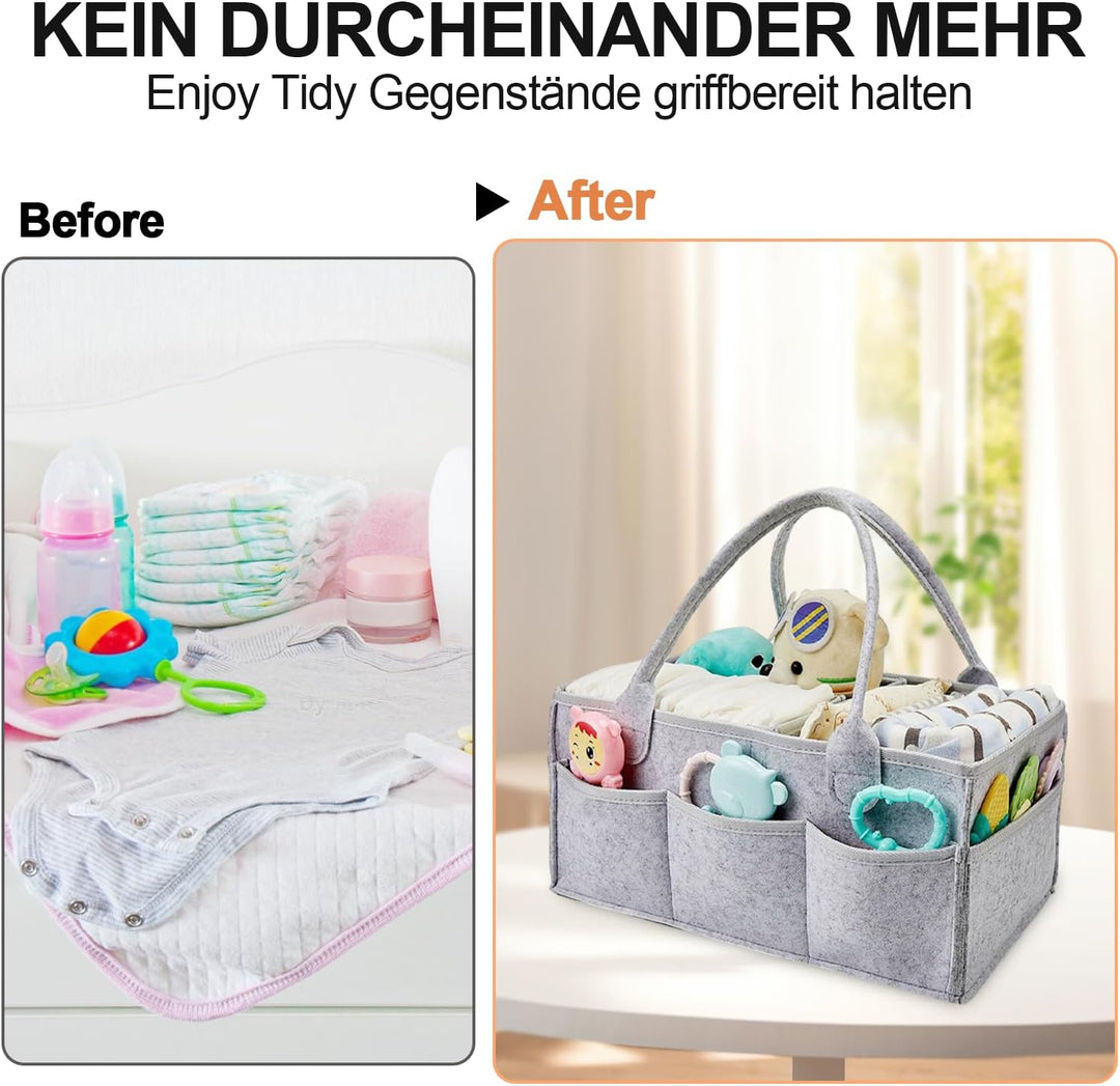 Esoes Wickeltasche Organizer mit Lätzchen Baby Windel Caddy Organizer Tragbarer filztasche mit fäche