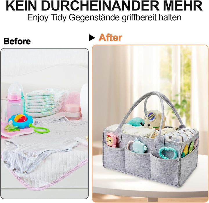 Esoes Wickeltasche Organizer mit Lätzchen Baby Windel Caddy Organizer Tragbarer filztasche mit fäche