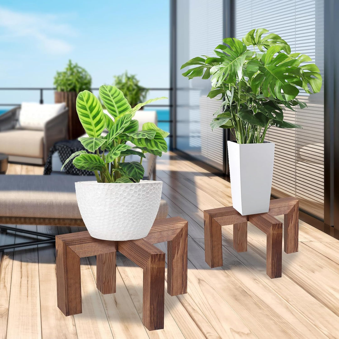 Vigordream Pflanzenständer, Pflanzenhalter für drinnen und draussen aus Holz, Einzelner Blumentopfst