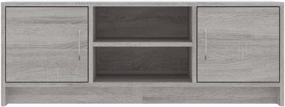 TV-Schrank Sonoma-Grau 102 x 30 x 37,5 cm aus mehrschichtigem Holz mit Türen und Ablage – Konsole fü