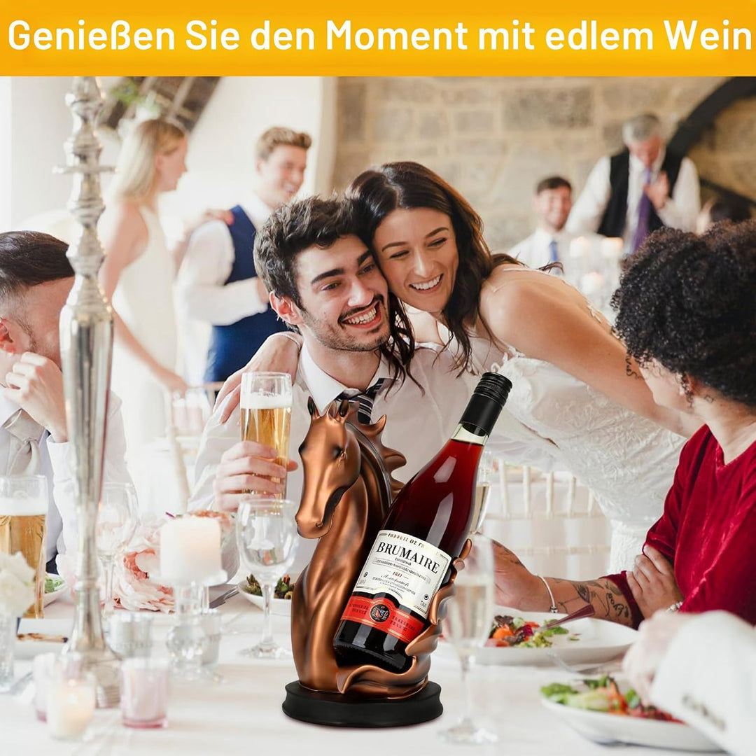 Pferde-Weinregale Freistehender Weinflaschenhalter Tierornamente, Hochwertige braune Pferdestatue au