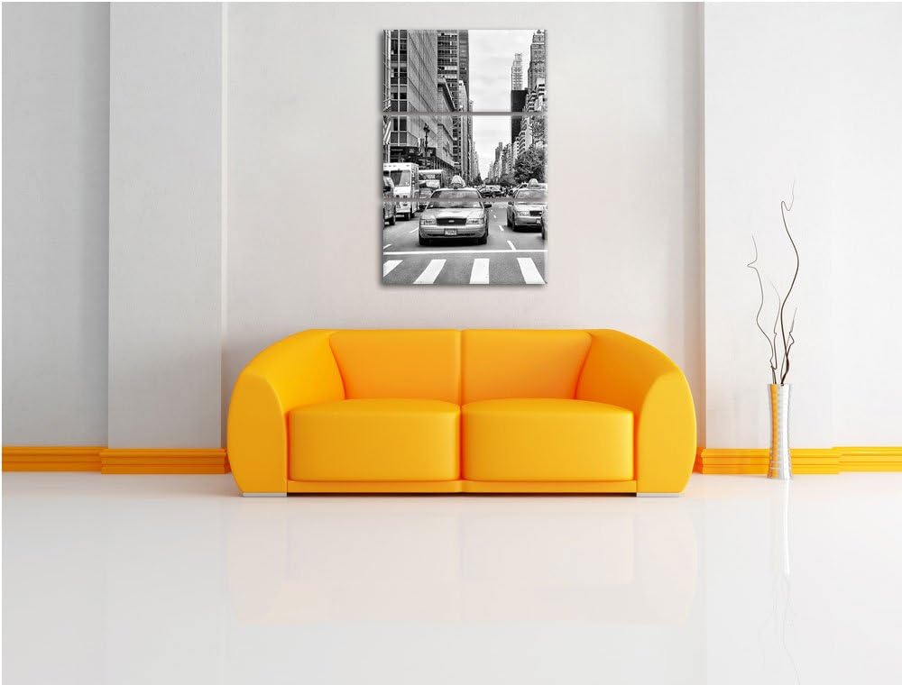 Pixxprint Taxi in New York City als Leinwandbild/Grösse: 3 Teilig (120x80) cm/Wandbild/Kunstdruck/fe