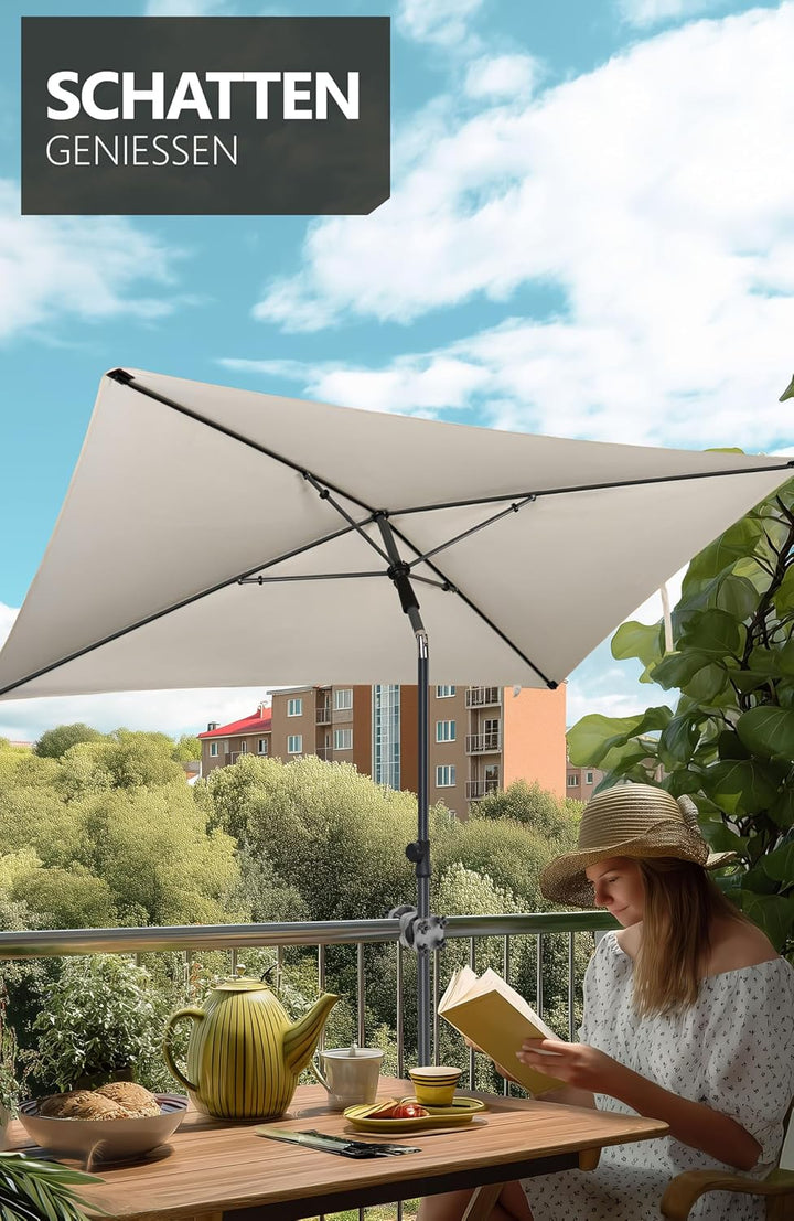 4smile Sonnenschirm Balkon SunnyShade Plus, mit Sonnenschirmhülle - Sonnnenschutz Balkon SET, Beige