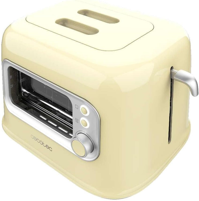 Cecotec Vertikaler Toaster RetroVision Yellow, 700W Leistung, 2 Extra-breite Schlitze, Einzigartiges