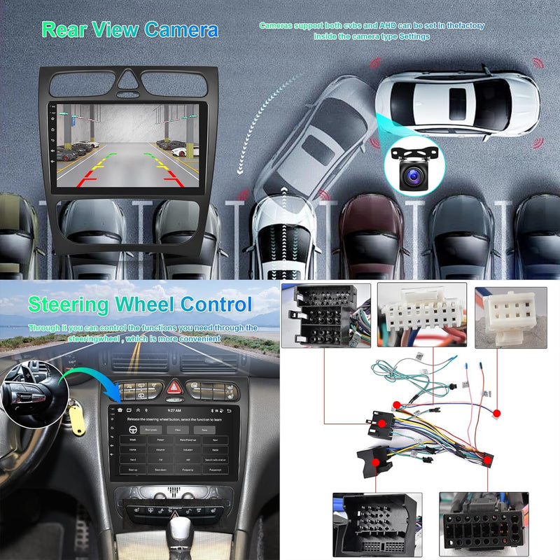 Hodozzy Autoradio 4G+64G für Mercedes-Benz C-Klasse/CLK W203 W209 C180 C200 CL203 C209 A209 2000-200