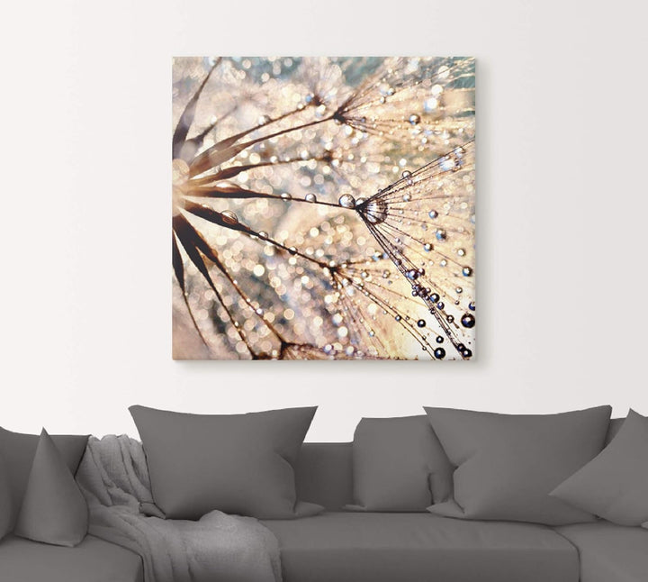ARTland Leinwandbilder Wandbild Bild auf Leinwand 50x50 cm Wanddeko Blumen Pusteblume Botanik Wasser